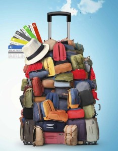 suitcase overflowing with belongings